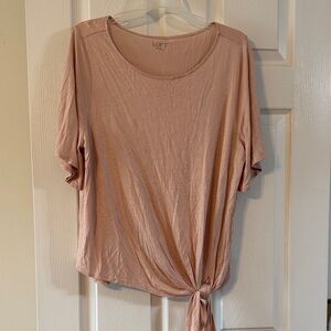 LOFT Blush Short Sleeve Tie-Front Tee